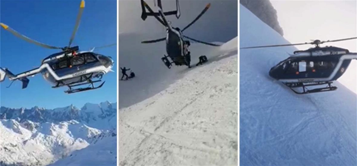 Bravúros helikopteres mentést filmeztek az Alpokban