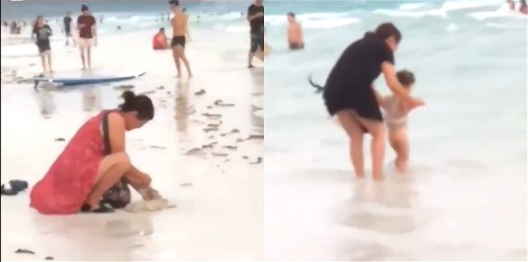 Elásott egy pelenkát a homokba, le kellett zárni a strand egy részét – video 