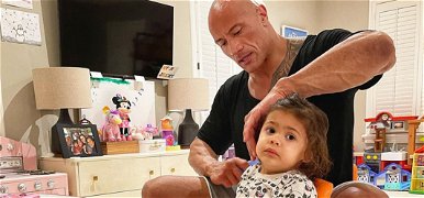Dwayne Johnson cuki kislánya az életéért aggódik, mikor apuci kezelésbe veszi a haját - fotó