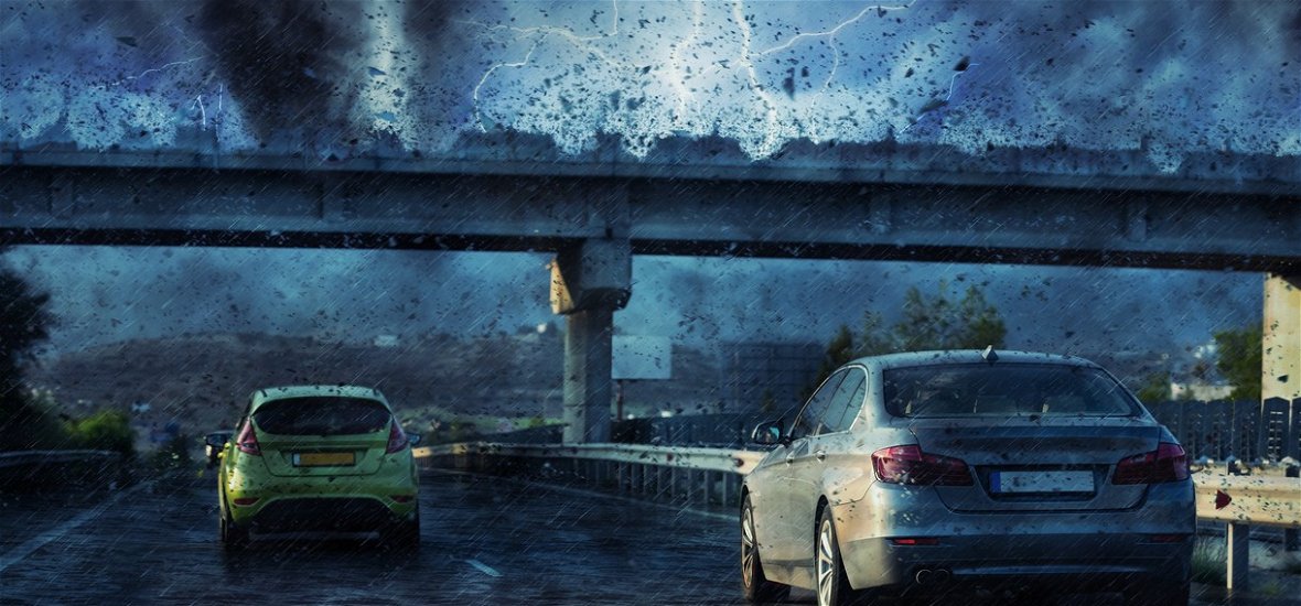 Brutális videó: egy villám belecsap egy autóba, nem fogod kitalálni, mi történik utána